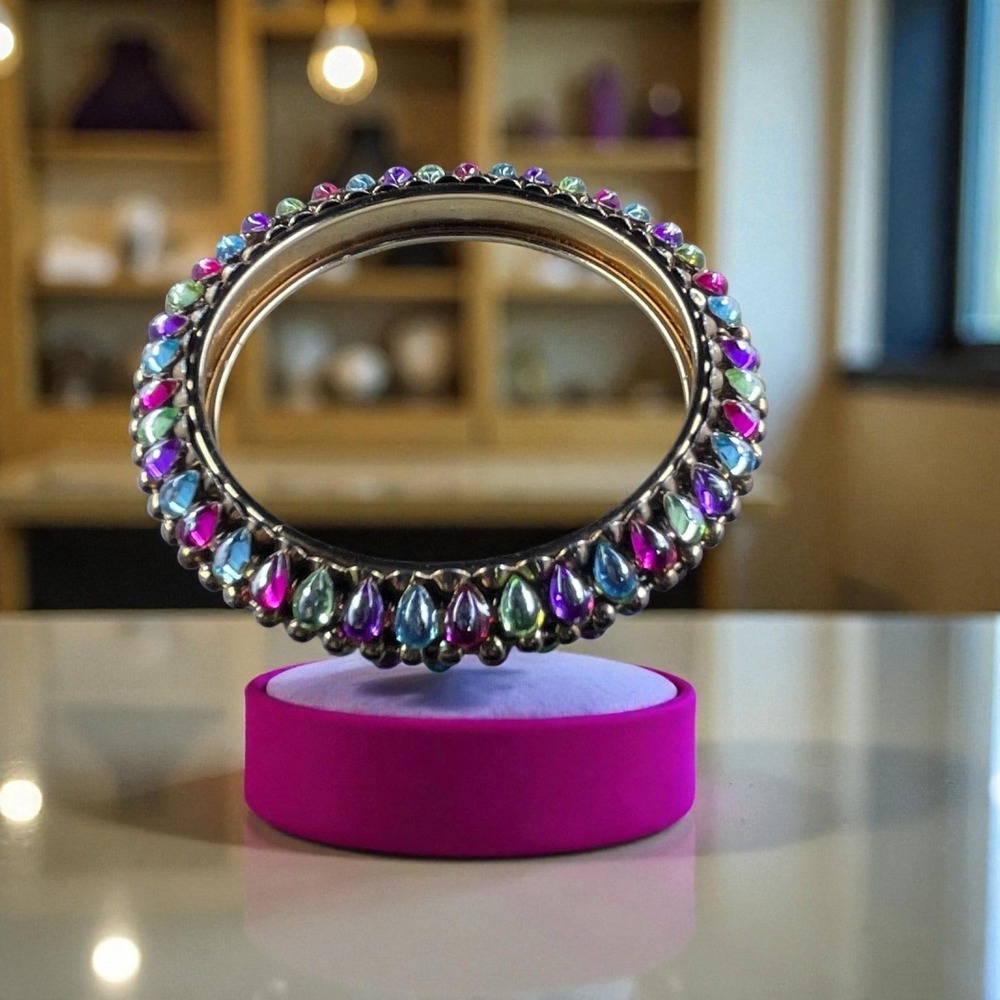 Colorful Statement Bangle Bracelet Boho Festival Coquette Rainbow Y2K‎ Vintage